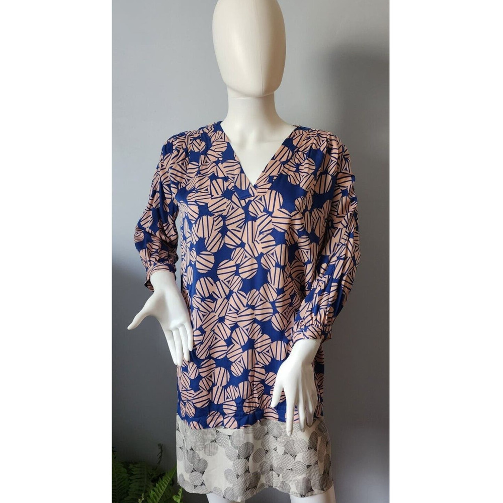DVF Diane Von Furstenberg 95% Silk Short ABSTRACT Floral Dress Size 0 Pink Blue